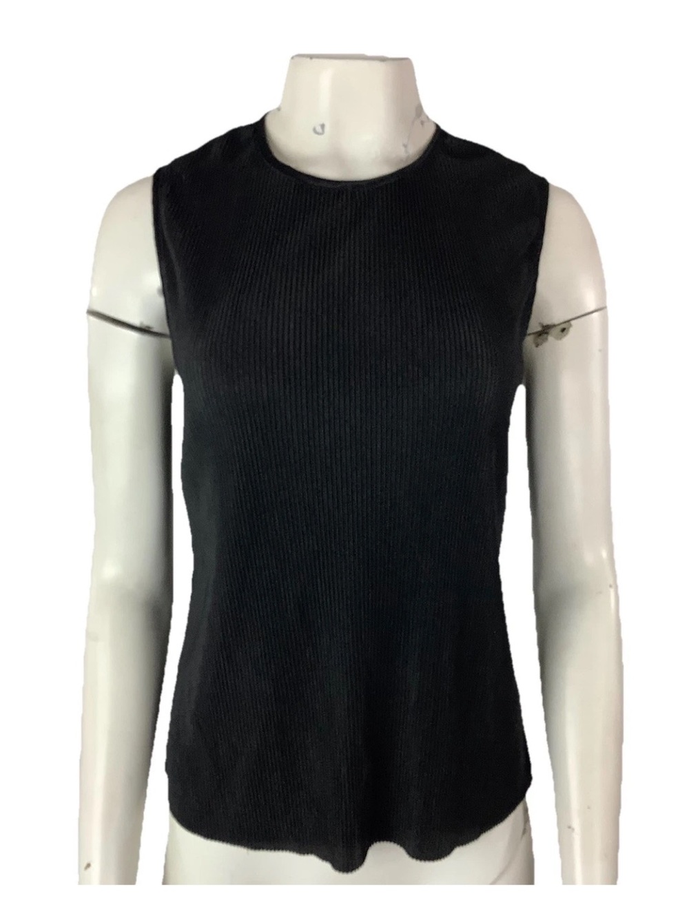 Pleione Sz M Pleated Sleeveless Business Casual Classic Look Dress Top Black